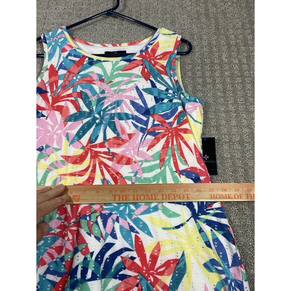 Ronni Nicole Sleeveless Sport Sheath Dress Womens Medium Tropical Print Vented - Picture 7 of 8